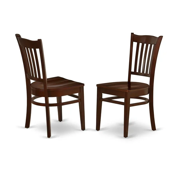 East West Furniture Set of 2 Chairs GRC-MAH-W Groton Dining Chair with Wood Seat in Mahogany Finish