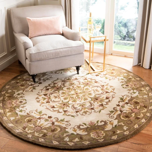 Safavieh Heritage HG640A Area Rug - Beige/Green - Size 4& x 4& Round