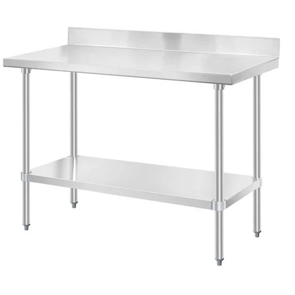 Prepline PWTG-2472-4BS 24x22D x 72x22L Stainless Steel WorkTable with Undershelf with 4x22 Backsplash