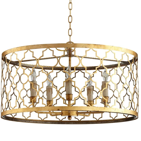 Romeo Five Light Pendant - Gold, Cyan Design
