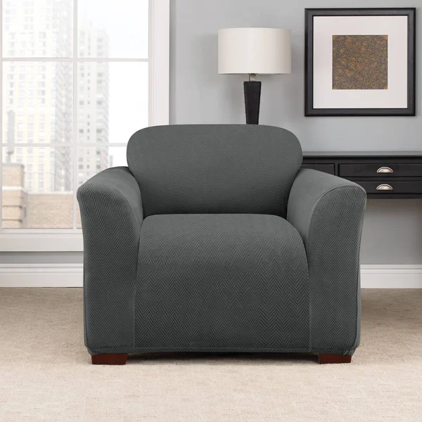 Sure Fit Modern Chevron Chair Slipcover Grey