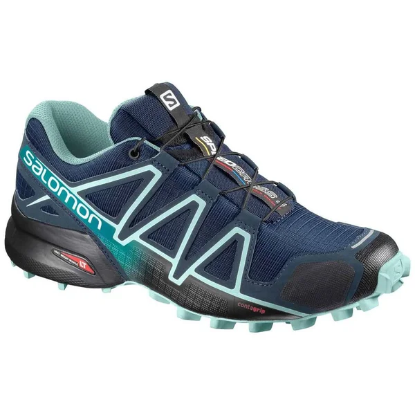 Salomon Women's Speedcross 4 Wide Running Shoes Poseidon, Eggshell Blue, Black 8