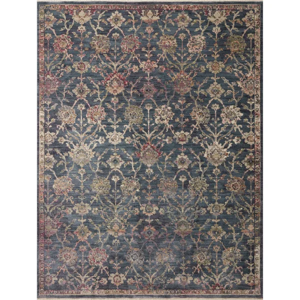 Alexander Home Jewel Fringed Floral Vintage Area Rug - 2&-7x22 x 10& Runner - Navy, Multi