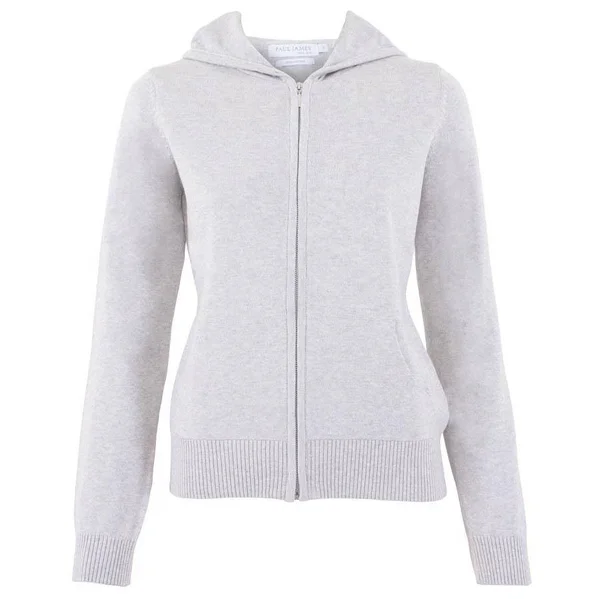 Womens 100% Cotton Zip Through Hoodie - Silver Grey, M