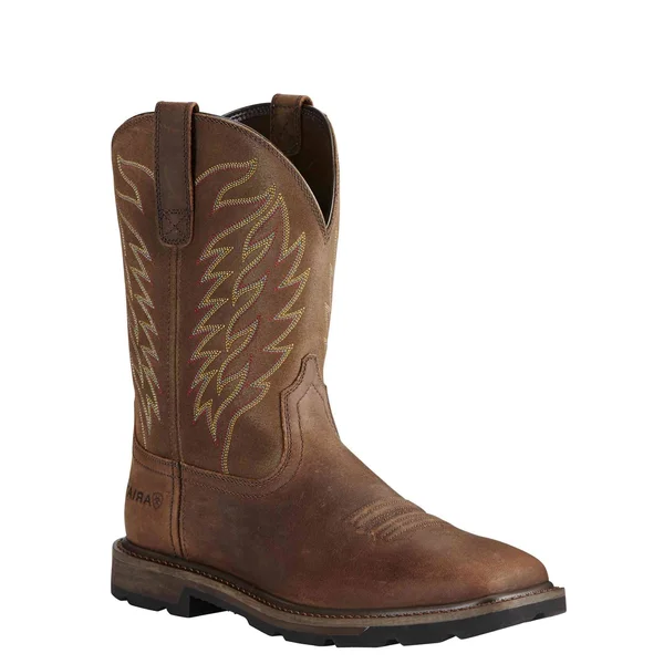 Ariat Men's Groundbreaker Brown Wide Square Steel Toe Work Boot