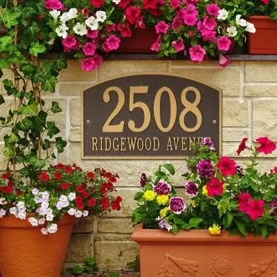 Legacy 2-Line Wall Address Plaque Background Color Dark Bronze - Gold