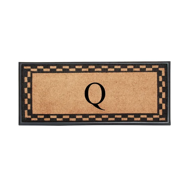 A1hc Rubber and Coir Heavy Duty Non-Slip Durable Monogrammed Q Doormat 24 inchx48 inch - Black/Beige, Size: 24 inch x 48 inch