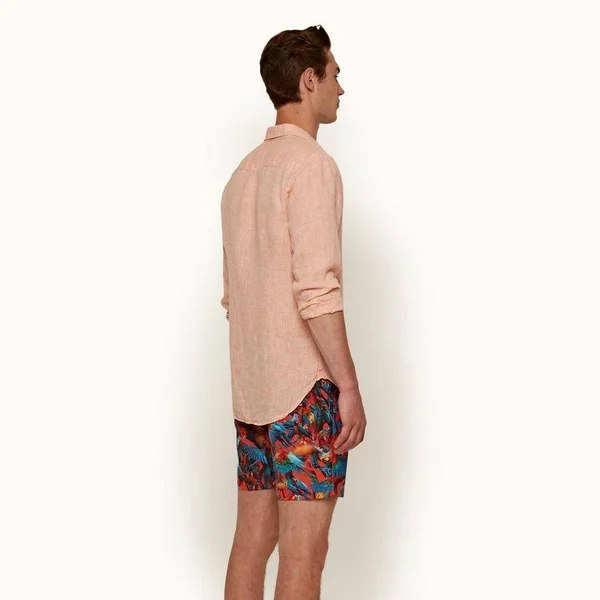 Orlebar Brown Men's Giles Linen Shirt - Orange - Size Medium