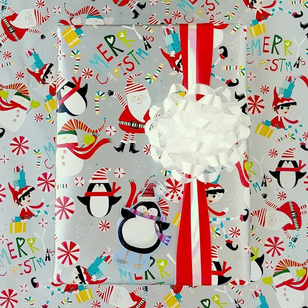 Jillson & Roberts Bulk Ream Roll Christmas Gift Wrap Wrapping Paper - Santa & Snowmen Full Ream 833 ft x 24 in