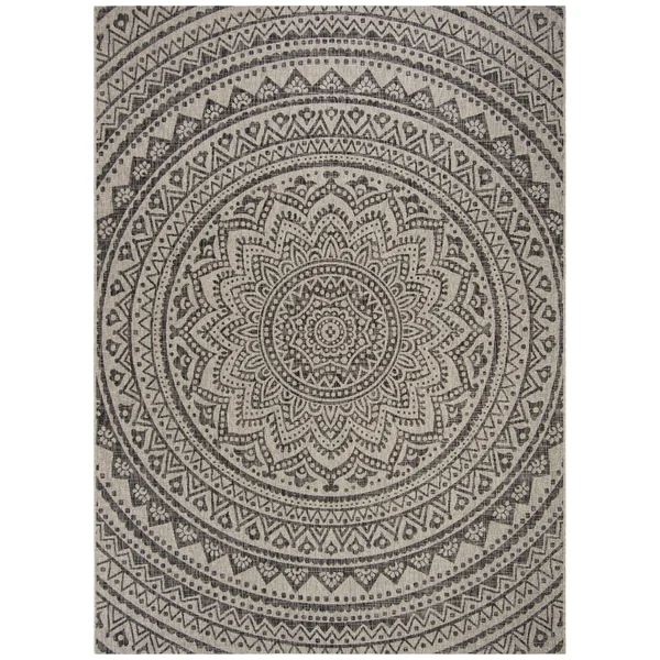Safavieh Courtyard Collection CY8734-37112 Indoor/ Outdoor Runner, 2& 3x22 x 10&, Light Grey/Aqua