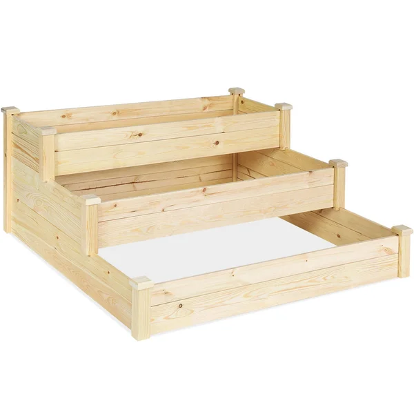 3-Tier Wooden Raised Bed Garden Planting Box Growing Flower Vegetables - Burlywood - Modern & Contemporary - No - Assembly R