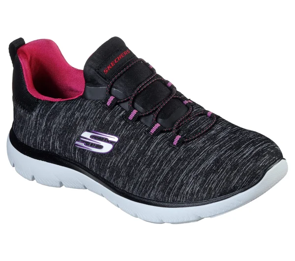 Skechers Women's Summits - Quick Getaway Sneaker Black/Pink, 9.5