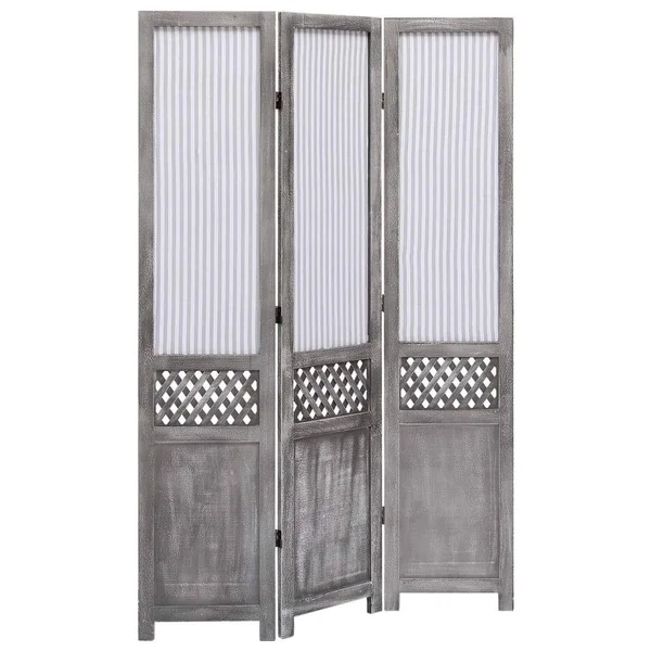 vidaXL 3-Panel Room Divider Gray 41.3x22x64.7x22 Fabric