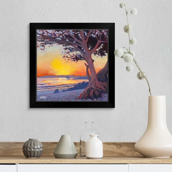 Carmel Beach - Black Framed Wall Art, 16x16, Great Big Canvas