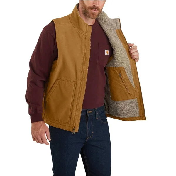 Carhartt Men's Washed Duck Sherpa Lined Mock Neck Vest