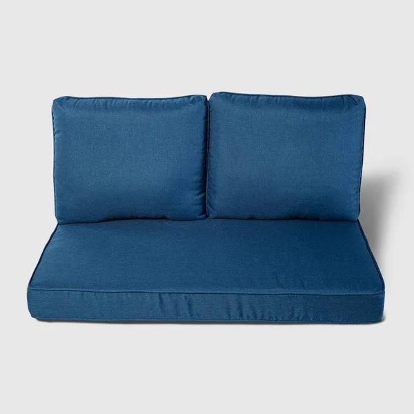Haven Way Rolston 3pc Outdoor Replacement Loveseat Sofa Cushion Set Medium Blue