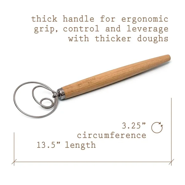 Bakers Guild Tools Danish Stainless Steel Dough Whisk - Large