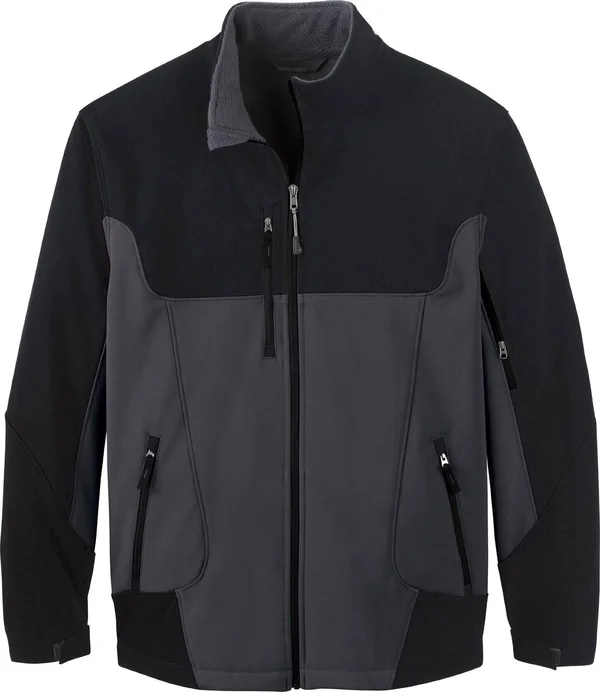 North End 88156 Men's Compass Colorblock Three-Layer Fleece Bonded Soft Shell Jacket Fossil grey-3XL