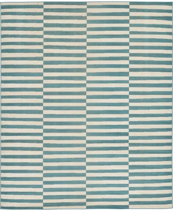 Unique Loom Striped Williamsburg Area Rug - 8& x 10& Teal