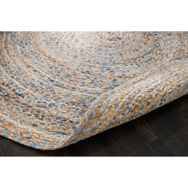Anji Mountain 6& Round Kerala Denim & Jute Rug