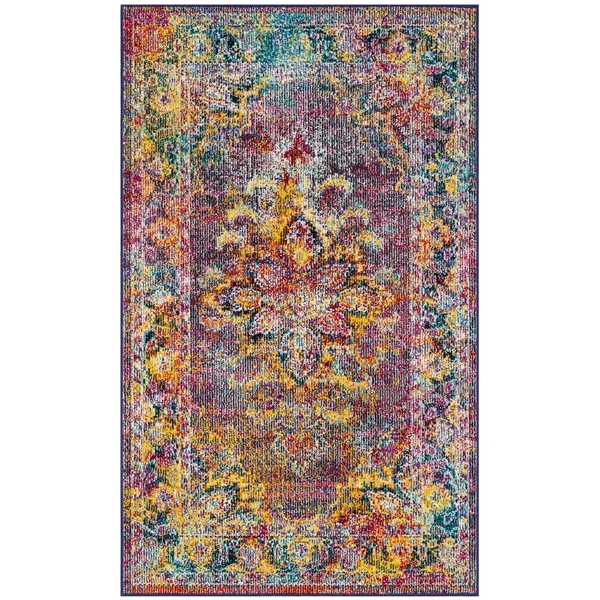 Safavieh CRS508R Crystal Ruby, Navy Area Rug - 4& x 6&