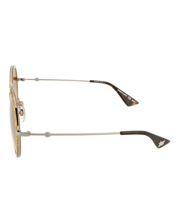 Gucci Round/Oval Sunglasses, Women's, Silver, Authenticity Guarantee, from Madaluxe Vault