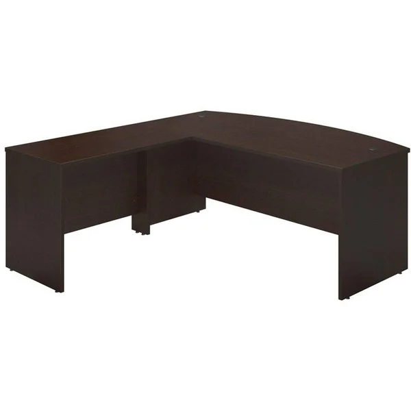 Bush Business Furniture Series C Elite 72w x 36D Bow Front L Shaped Desk with 42W Return - Mocha Cherry