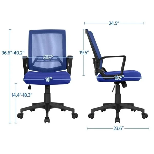 Easyfashion Mid-Back Mesh Office Chair Ergonomic Computer Chair, Blue