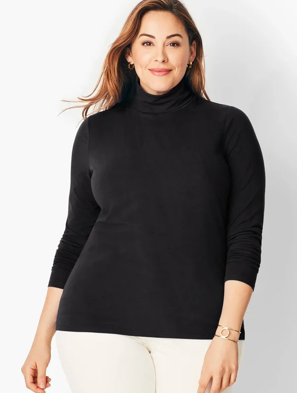 Plus Size - Long-Sleeve Turtleneck - Black - 1x Talbots