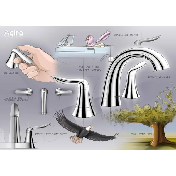 Grohe 25 163 Agira Deck Mounted Roman Tub Faucet Trim with Lever Handles - Starlight Chrome