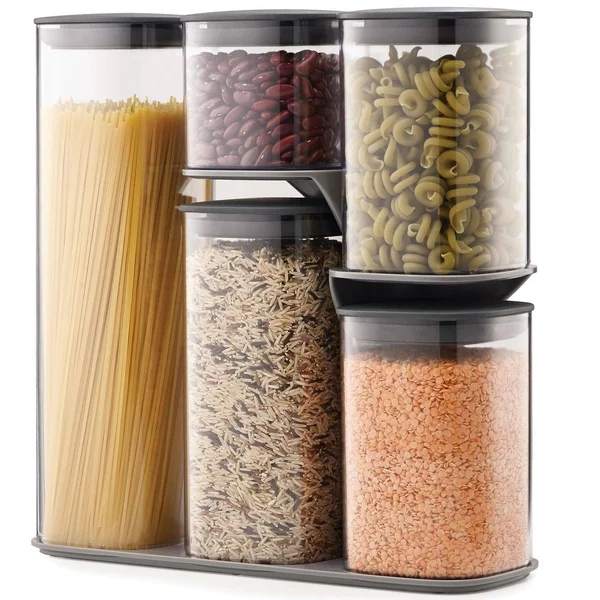 Joseph Joseph Podium 5-Piece Storage Jar Set with Stand - Grey