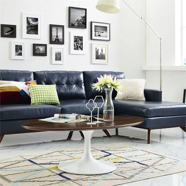 Pemberly Row 48x22 Oval Coffee Table in Walnut - PR-4753-1532845
