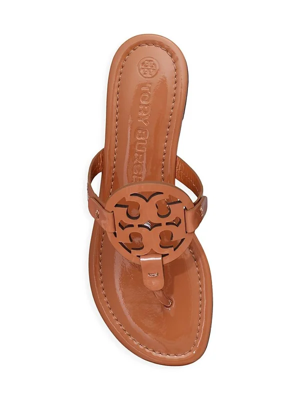 Tory Burch Women's Miller Thong Sandals - Malta Gray Patent Leather