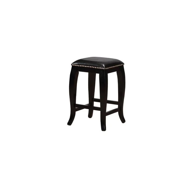 Linon San Francisco 24x22 Wood Backless Square Top Counter Stool in Black - CYMX326