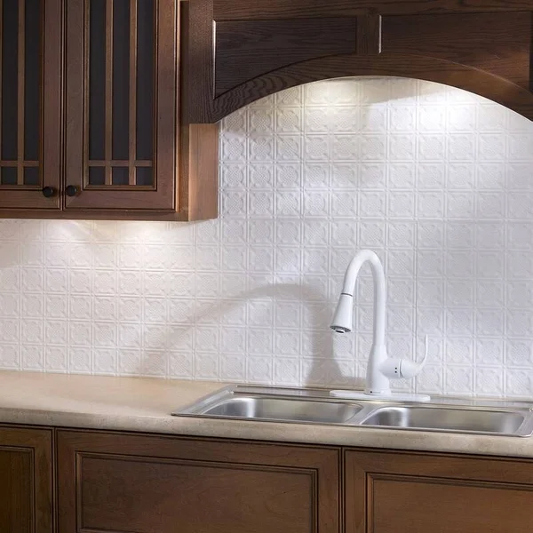 Fasade Traditional 6 Matte White Backsplash Panel 15 Sq ft Kit