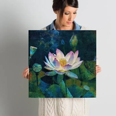 World Menagerie Lotus Blossom Painting Print on Wrapped Canvas Size: 18x22 H x 18x22 W x 2x22 D