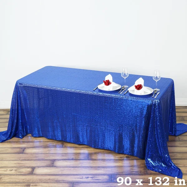 eFavormart Luxury Collection Duchess Sequin Rectangle Tablecloth 90 inch x 132 inch for Kitchen Dining Catering Wedding Birthday