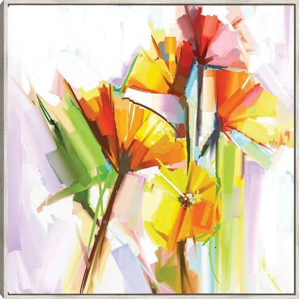 Modern Window Flowers Framed Canvas Art by DP Gallery 22X22 Barnwood Fineartcanvas