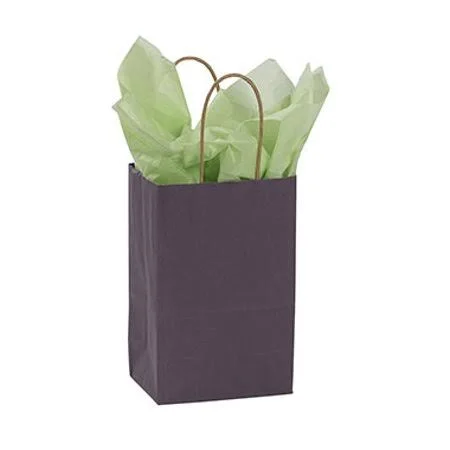 Small Plum Paper Shopping Bags - 5 L x 3 D x 8 H - Case of 100, Purple
