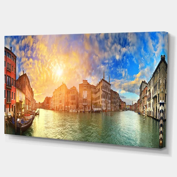 Grand Canal Venice Panorama - Cityscape Artwork Print on Canvas - 40 in. Wide x 30 in. High