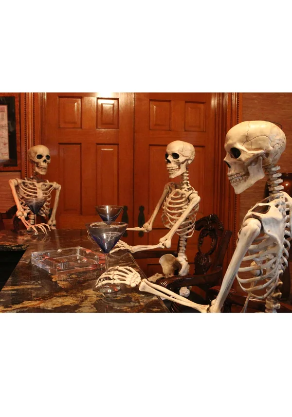 ThinkGeek Skeleton Poseable Halloween Decoration - Beige, 15.50" x 6.50" x 62"