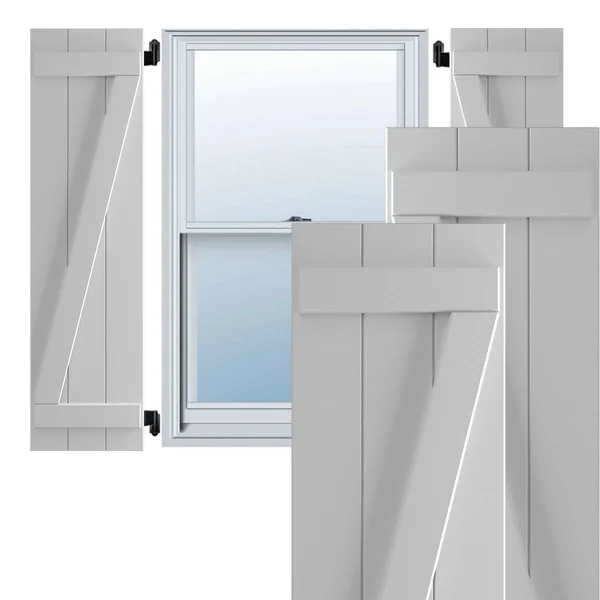 Ekena Millwork 16-1/8x22 x 48x22 True Fit PVC Three Board Joined Board and Batten Shutters w/Z-Bar - Primed (Per Pair)