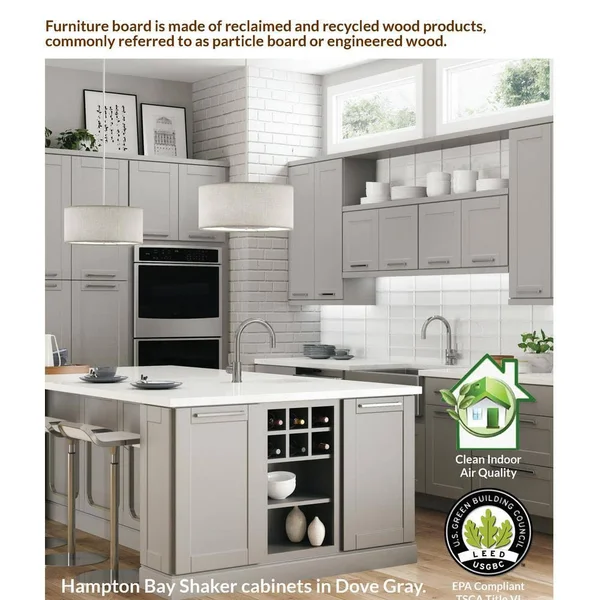 Hampton Bay KDB36-SW Assembled 36x34.5x24 in. Pots and Pans Drawer Base Kitchen Cabinet in Satin Whit