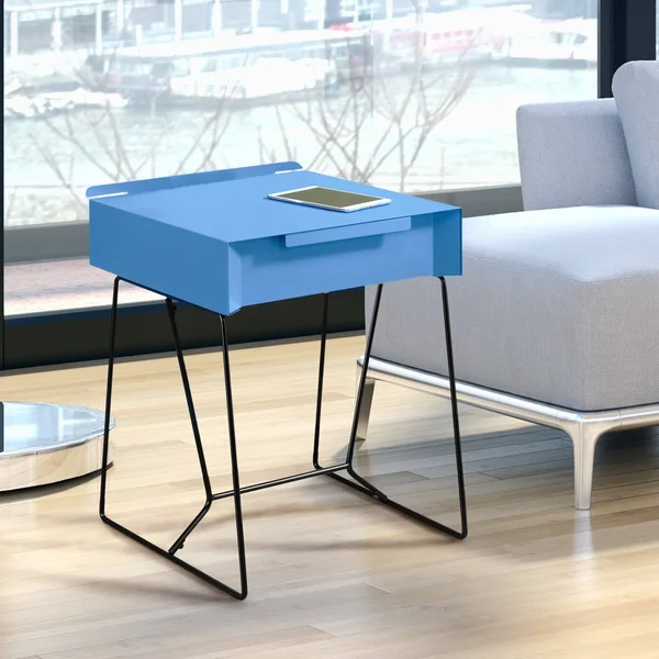 Furniture of America Omer Modern Metal 1-Drawer Side Table - Champagne