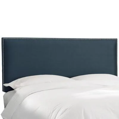 Nail Button Border Upholstered Panel Headboard Wayfair Custom Upholstery Size: King - Upholstery: Premier Navy, Nailhead Finish