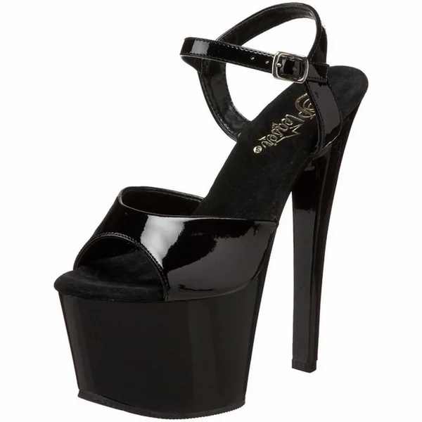 Pleaser Sky-309 - 7x22 Spike Heel Platform Sandal - Black 8