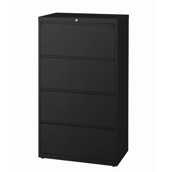WorkPro 30x22W 4-Drawer Metal Lateral File Cabinet - Black
