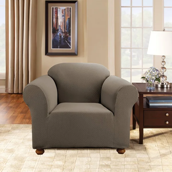 Sure Fit Simple Stretch Subway Chair Slipcover, Gray