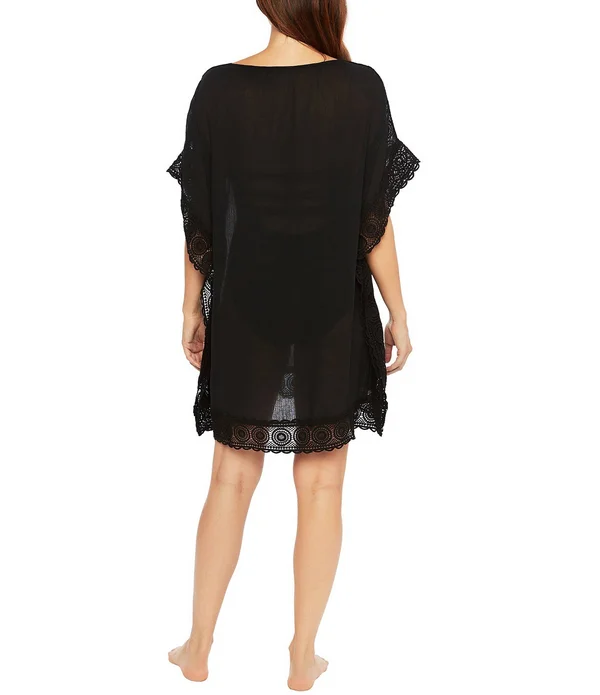 La Blanca Island Fare Short Sleeve Tunic Cover-Up (White) Women's Swimwear