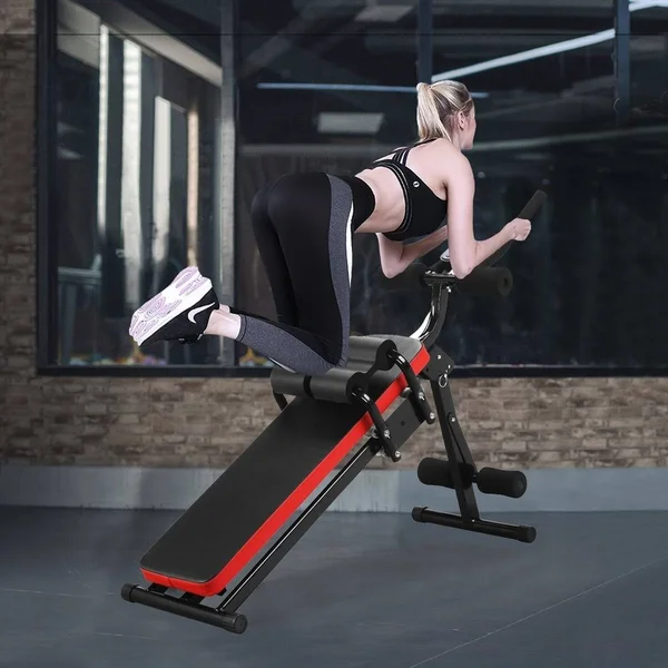 Zenova Abdominal Crunch Coaster Fitness Height Adjustable - Red/Black